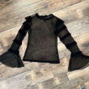 Nasty Gal Top Black Size 6 Sheer Cottagecore Grunge